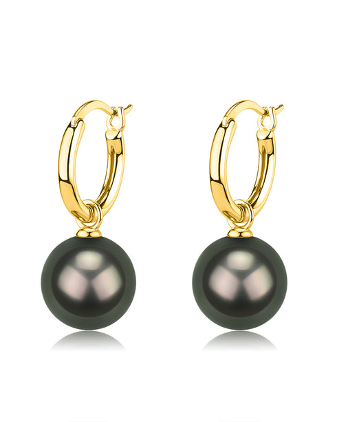 Classic Hoop Tahitian Pearl Earrings - Sterling Silver / Gold Vermeil